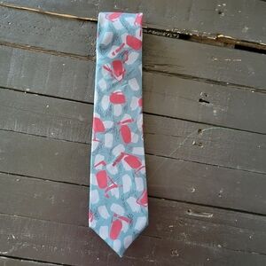 Andre Gianni Designer Silks Men's Tie Blue Grey Red Print 100% Silk Made in USA